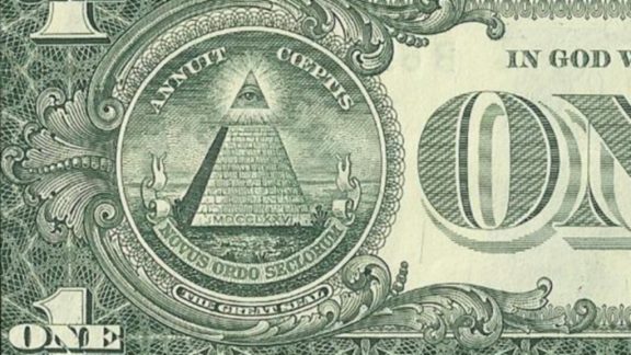 US one dollar bill, reverse, series 2009 closeup